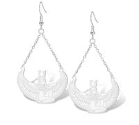 Boucles d'oreilles pendantes en acier inoxydable avec croix d'Ankh, déesse égyptienne Isis - Amulette de protection mythologique - Bijoux cadeaux pour femme, Acier inoxydable, Pas de gemme