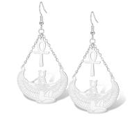 Boucles d'oreilles pendantes en acier inoxydable avec croix d'Ankh, déesse égyptienne Isis - Amulette de protection mythologique - Bijoux cadeaux pour femme, Acier inoxydable, Pas de gemme
