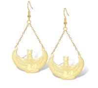 Boucles d'oreilles pendantes en acier inoxydable avec croix d'Ankh, déesse égyptienne Isis - Amulette de protection mythologique - Bijoux cadeaux pour femme, Acier inoxydable, Pas de gemme