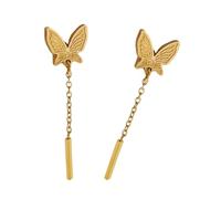 Boucles d'oreilles pendantes en acier inoxydable avec pampilles papillon pour femme, design unique, idée cadeau minimaliste, boucles d'oreilles papillon