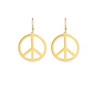 Boucles d'oreilles pendantes en acier inoxydable avec signe de la paix pour femme, style hippie, géométrique, accessoires de bijoux pour les années 60 ou 70, Acier inoxydable