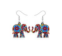 Boucles d'oreilles pendantes en acrylique avec éléphants mignons et drôles pour les amoureux des animaux sauvages africains, accessoires de bijoux bohèmes, cadeaux pour femme