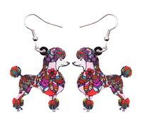 Boucles d'oreilles pendantes en acrylique en forme de caniche - Cadeau d'anniversaire pour femme