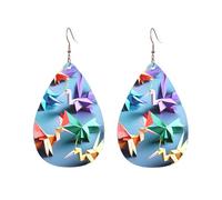 Boucles d'oreilles pendantes en acrylique en forme de goutte en origami avec grues en papier, légères, tendance, taille unique, Acrylique, Pas de gemme
