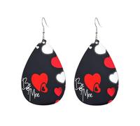 Boucles d'oreilles pendantes en acrylique en forme de goutte - Légères et tendance - Motif Happy Valentines Day, One Size, Acrylique, Pas de gemme