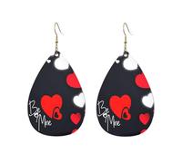 Boucles d'oreilles pendantes en acrylique en forme de goutte - Légères et tendance - Motif Happy Valentines Day, One Size, Acrylique, Pas de gemme