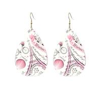 Boucles d'oreilles pendantes en acrylique en forme de goutte Motif chien mignon et Paris Towe, One Size, Acrylique, Pas de gemme