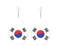 Boucles d'oreilles pendantes en acrylique en forme de goutte Motif drapeau de la République de Corée, One Size, Acrylique, Pas de gemme