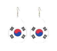 Boucles d'oreilles pendantes en acrylique en forme de goutte Motif drapeau de la République de Corée, One Size, Acrylique, Pas de gemme
