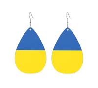 Boucles d'oreilles pendantes en acrylique en forme de goutte Motif drapeau de l'Ukraine, One Size, Acrylique, Pas de gemme