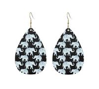 Boucles d'oreilles pendantes en acrylique en forme de goutte Motif éléphant Bleu Noir, One Size, Acrylique, Pas de gemme