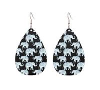 Boucles d'oreilles pendantes en acrylique en forme de goutte Motif éléphant Bleu Noir, One Size, Acrylique, Pas de gemme