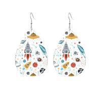 Boucles d'oreilles pendantes en acrylique en forme de goutte - Motif fusées mignonnes - Légères et tendance, One Size, Acrylique, Pas de gemme