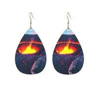 Boucles d'oreilles pendantes en acrylique en forme de goutte - Motif volcan Kilauea - Légères et tendance, One Size, Acrylique, Pas de gemme