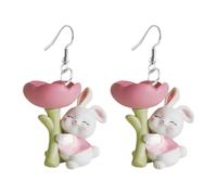 Boucles d'oreilles pendantes en acrylique en forme d'œufs de Pâques en forme de lièvre pour femme avec chaîne à pampilles, taille unique, Acrylique, Pas de gemme