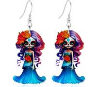 Boucles d'oreilles pendantes en acrylique - Poupée morte morte - Bijoux effrayants et légers pour femme, parfaites pour Halloween, cosplay, fête et costume, 1, Acier allié, Ormeau