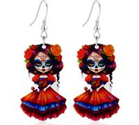 Boucles d'oreilles pendantes en acrylique - Poupée morte morte - Bijoux effrayants et légers pour femme, parfaites pour Halloween, cosplay, fête et costume, 1, Acier allié, Ormeau