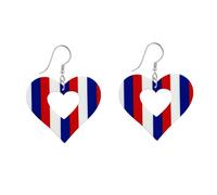 Boucles d'oreilles pendantes en acrylique pour femme - Grandes boucles d'oreilles pendantes légères à rayures rouges blanches bleues - Drapeau américain - Jolies boucles d'oreilles pendantes