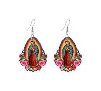 Boucles d'oreilles pendantes en acrylique Vierge Marie Mère de Dieu - Boucles d'oreilles pendantes en acrylique - Petites boucles d'oreilles créoles épaisses, taille unique, Acrylique, Pas de gemme