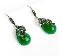Boucles d'oreilles pendantes en agate naturelle for femme de style vintage, boucles d'oreilles vintage en argent 925 en forme de goutte d'eau rubis émeraude pierres précieuses bijoux ornements femmes