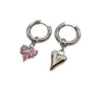 Boucles d'oreilles pendantes en alliage léger et résistant aux allergies en forme de cœur avec zircone cubique étincelante pour un usage quotidien