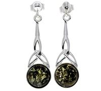 Boucles d'oreilles pendantes en ambre de la Baltique véritable et argent sterling 925 - Style celtique - 5447, Papier Argent sterling Pierre précieuse Argent Ambre, Ambre