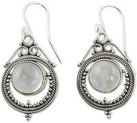 Boucles d'oreilles Pendantes en Argent avec Pierre de Lune Colorée Ovale, Décadence à la Clair de Lune Durable Design