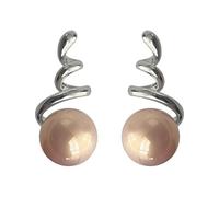 Boucles d'oreilles pendantes en argent avec spirale et perle blush pour femme - Bijoux modernes et élégants | Boucles d'oreilles élégantes au quotidien