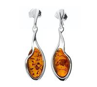 Boucles d'oreilles pendantes en argent sterling 925 Ambre de la Baltique Miel de la Baltique pour femme/fille Ambre cognac fantaisie insolite 070436, Argent sterling, Ambre