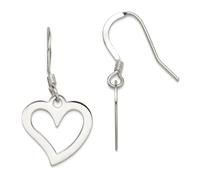 Boucles d'oreilles pendantes en argent sterling 925 avec crochet en forme de cœur poli, 31 x 14 mm de large, pour femme