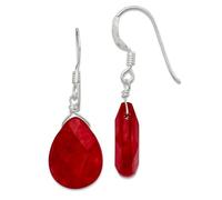 Boucles d'oreilles pendantes en argent sterling 925 avec crochet en jade teint rouge 31 x 12 mm de large pour femme