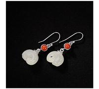 Boucles d'oreilles pendantes en argent sterling 925 et jade blanc Hetian, délicates et mignonnes, en forme d'éléphant, bijoux porte-bonheur, cadeaux for fille, sœur, épouse