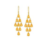 Boucles d'oreilles pendantes en argent sterling 925 - Motif raisin - Oxyde de zirconium jaune citrine - Forme de goutte - Style chandelier