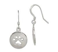 Boucles d'oreilles pendantes en argent sterling 925 poli avec empreintes de pattes de berger 33 x 16 mm de large pour femme