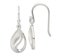 Boucles d'oreilles pendantes en argent sterling 925 poli et satiné en forme de larme - 28,05 x 9,35 mm de large - Pour femme