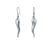 Boucles d'oreilles pendantes en argent sterling .925 style cornicello de la culture italienne porte-bonheur pour femmes finition polie