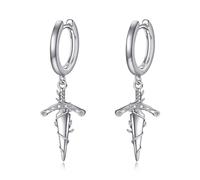 Boucles d'oreilles pendantes en argent sterling avec motif tête de mort et papillon en forme d'épée - Bijoux gothiques - Cadeau d'anniversaire pour femme et petite amie, 18, Argent sterling, Pas de