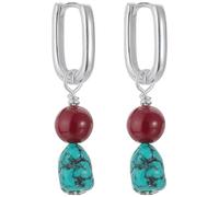 Boucles d'oreilles pendantes en argent sterling S925 Pai, turquoise naturelle, perles de cinabre choisies à la main, style tibétain unique, bijou expressif pour le quotidien, cadeau pour couple