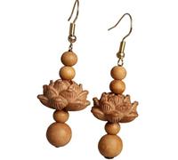 Boucles d'oreilles pendantes en bois et alliage motif floral pour un usage quotidien ou des occasions spéciales, One Size, Comme décrit, Comme décrit.