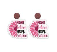 Boucles d'oreilles pendantes en bois pour la sensibilisation au cancer du sein - Ruban rose - Pour lutte contre l'espoir, Bois, Pas de gemme