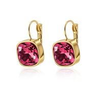 Boucles d'oreilles pendantes en cristal coloré pour femme, plaqué or 18 carats, délicates, créoles vintage à géométrie carrée, bijoux cadeaux pour femmes, Acier inoxydable, Pas de gemme