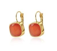 Boucles d'oreilles pendantes en cristal coloré pour femme, plaqué or 18 carats, délicates, créoles vintage à géométrie carrée, bijoux cadeaux pour femmes, Acier inoxydable, Pas de gemme