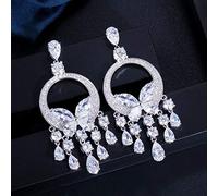 Boucles d'oreilles pendantes en cristal jaune grande pierre de qualité pour femmes déclaration de mariage fête bijoux, A