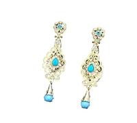 Boucles d'oreilles pendantes en cristal marocain pour femme, boucles d'oreilles longues de mariage arabesque, boucles d'oreilles traditionnelles de mariage algérien, One Size, Acétate, Pas de gemme