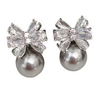 Boucles d'oreilles pendantes en cristal scintillant arc et sphère pour femme, bijoux de déclaration en argent, 4,2g Design léger, 1,2x1,9 cm, idéal pour le chic moderne et le glam du soir