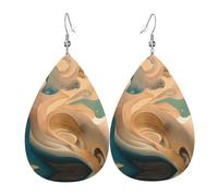 Boucles d'oreilles pendantes en cuir à imprimé mystère Dunhuang pour femmes, en forme de larme, polyvalentes et élégantes pour un usage quotidien
