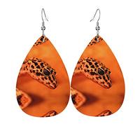 Boucles d'oreilles pendantes en cuir artificiel léopard Little Gecko Pvc, le crochet est un matériau plaqué argent 925