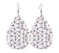 Boucles d'oreilles pendantes en cuir avec bouteille de parfum rose et caniche pour femme, boucles d'oreilles percées, bijoux légers, cadeaux pour femmes et filles