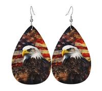 Boucles d'oreilles pendantes en cuir avec drapeau américain pour femme - Boucles d'oreilles pendantes double face - Accessoires d'oreille légers pour femme - Bijoux tendance - Cadeau d'anniversaire