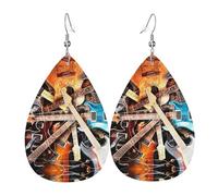 Boucles d'oreilles pendantes en cuir avec guitare électrique magique pour femme, boucles d'oreilles en forme de larme, bijoux légers, cadeaux pour femmes et filles